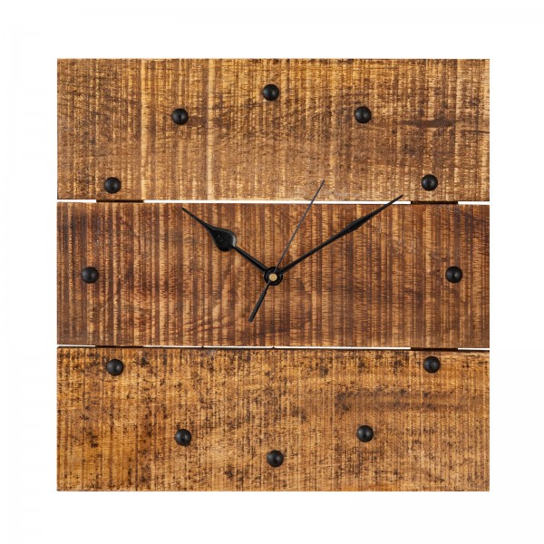 Wanduhr Holzuhr 30x30cm Holz Wohnzimmer lautlos quadratisch aus Mangoholz massiv