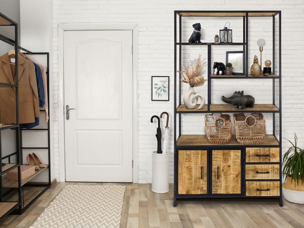 Bücherregal Standregal Liverpool Regal 98x190x36cm Metall-Gestell