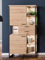 Vitrine groß Stauraumelement Sintra Balkeneiche Bianco geölt Vitrine groß Stauraumelement Sintra Balkeneiche Bianco geölt