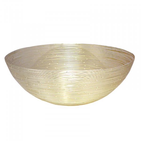Deko Schale Obstschale Brotkorb rund ø 30 o. 40 cm in edler Drahtstruktur Aluminium gold