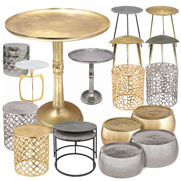 Beistelltisch Metall Dekotisch Couchtisch Aluminium silber o. gold