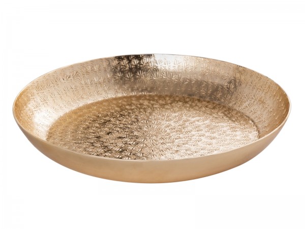 Dekotablett ø 28 cm 2. Wahl Serviertablett Metall Kerzentablett rund gold Aluminium gehämmert
