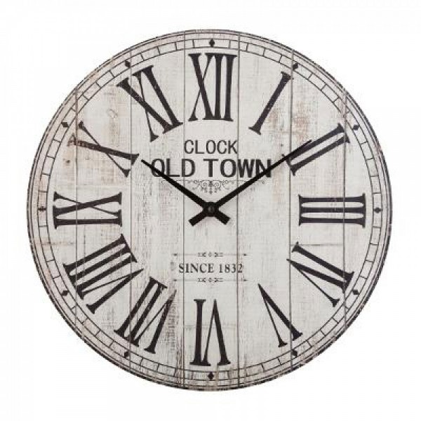 Wanduhr Wohnzimmeruhr Uhr rund ø 38 cm Vintage Motiv Dekor weiss