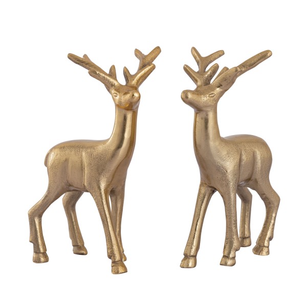 Deko Figur 2er Set Hirsch Tischdekoration Tierfigur Metall Weihnachtsdeko  silber o. gold Aluminium | Casamia Wohnen