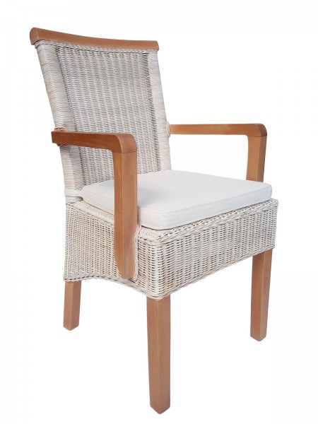 Esszimmer-Stuhl mit Armlehnen Rattanstuhl weiß oder braun ...