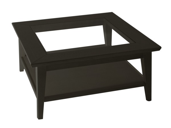 Couchtisch mit Glaseinlage Massivholz 90x90cm Casaverde Wohnzimmer Tisch
