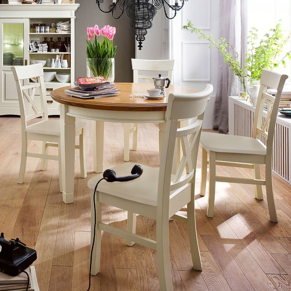 Essgruppe Padua rund ø 120 cm 1 Esstisch 4 Esszimmer-Stühle Pinie Nordica massiv