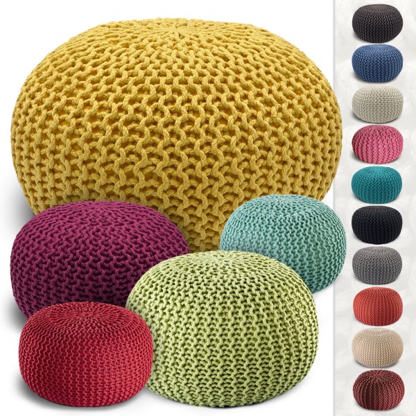 Pouf Bodenkissen ø45 o. 55cm Sitzpouf Hocker nachhaltig f. innen u. außen