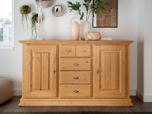 Sideboard Kommode 163 x 93 cm Anrichte Catania Holz Pinie Nordica massiv  natur | Casamia Wohnen