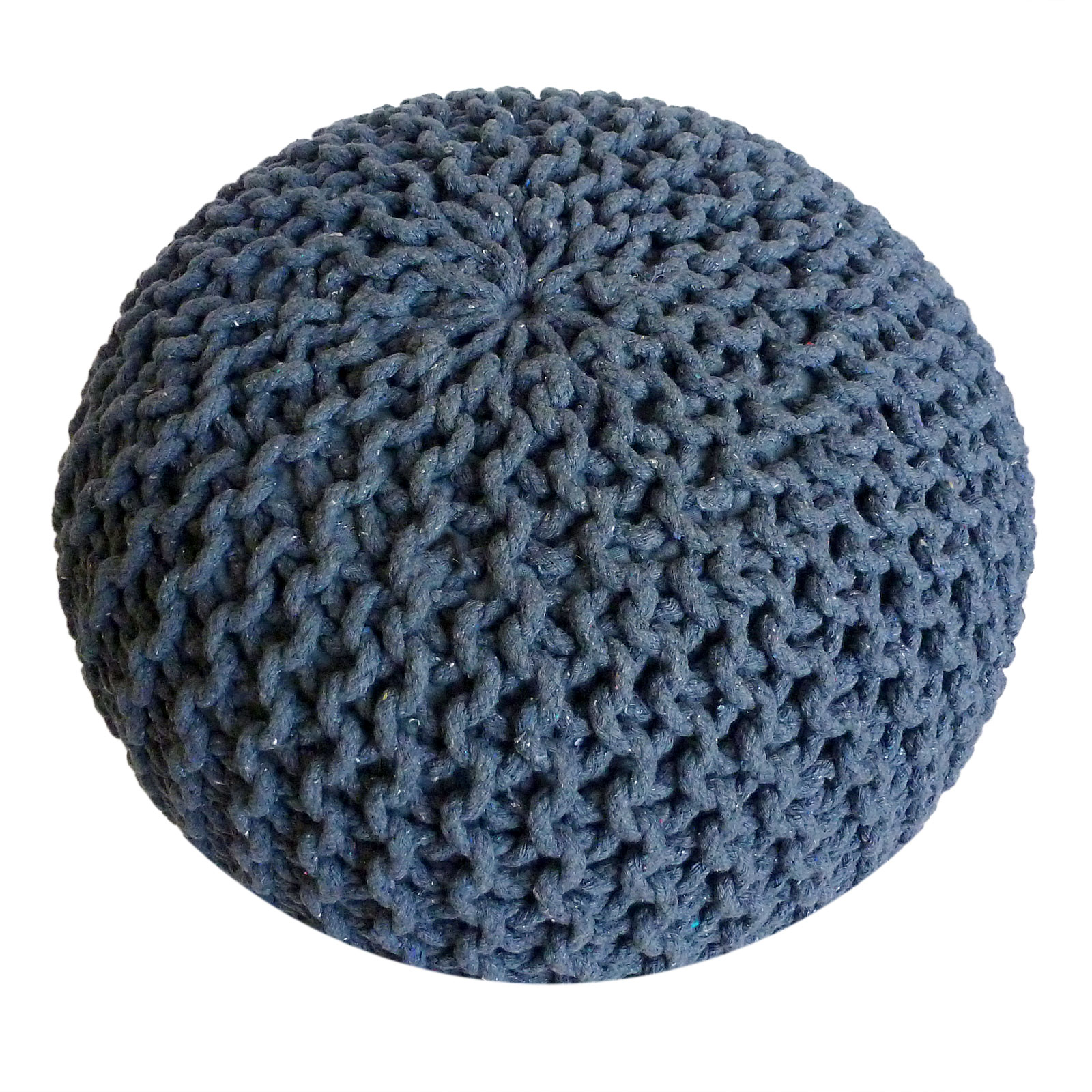 Handgeknüpfte Sitzhocker ø 55 cm, Höhe 37 cm in Grobstrick-Optik