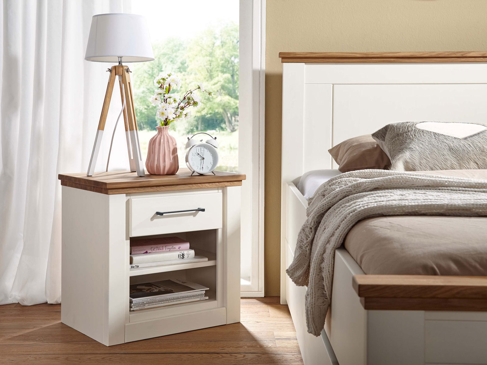 Nachtschrank Nachtkonsole Provence 1 Schublade Pinie ...