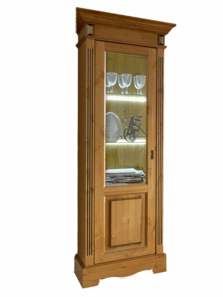 Glas-Vitrine Standvitrine Florenz 1-türig rechts oder links Pinie Nordica massiv sierra