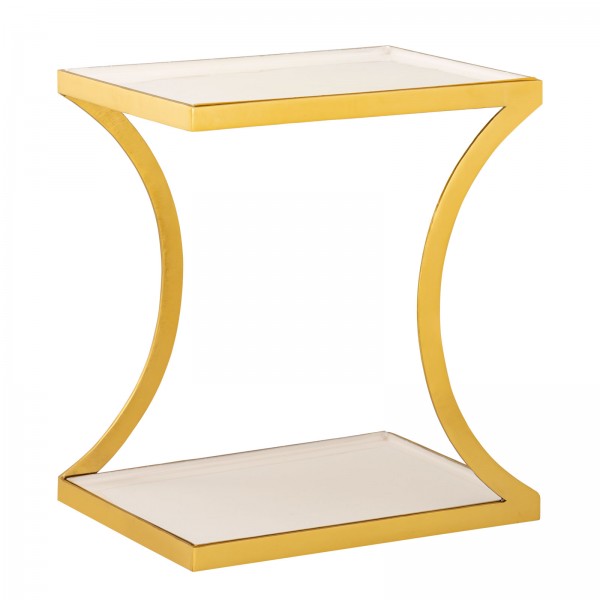 Beistelltisch weiß Dekotisch eckig 40 H 45 cm Lampentisch Sofatisch Eden Tisch Metall gold
