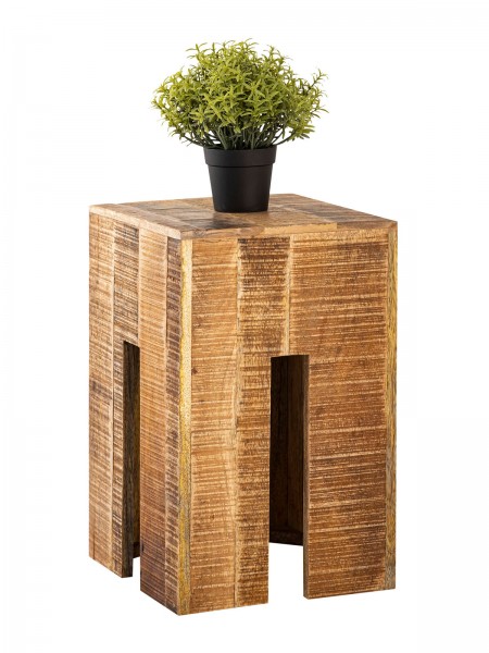 Sitzhocker Sitzwürfel 28 x 45 x 28 cm Quadratischer Hocker Beistelltisch Blumensäule Mangoholz