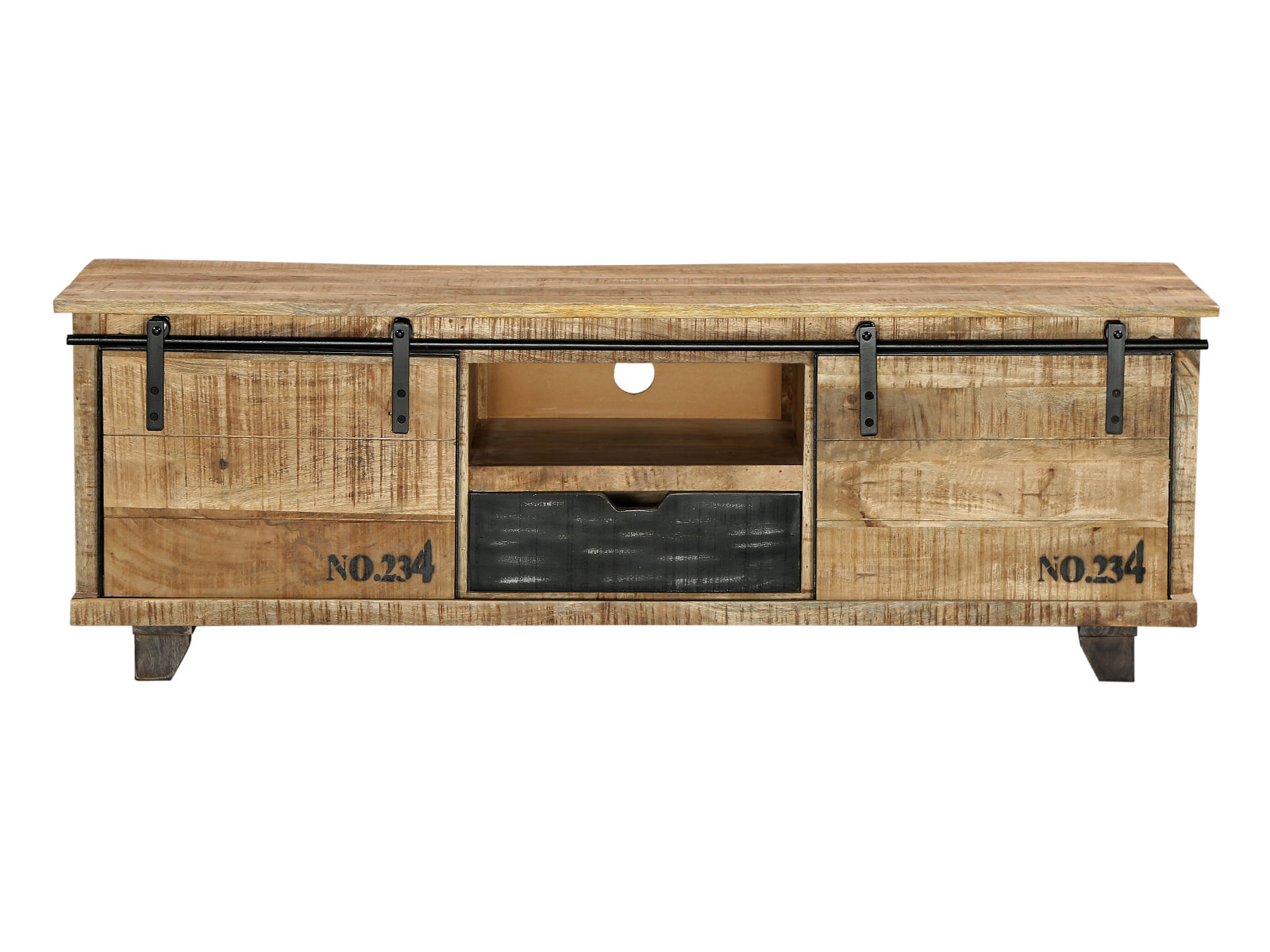 TV-Lowboard Fernsehschrank Mangoholz rustikal mehrfarbig massiv