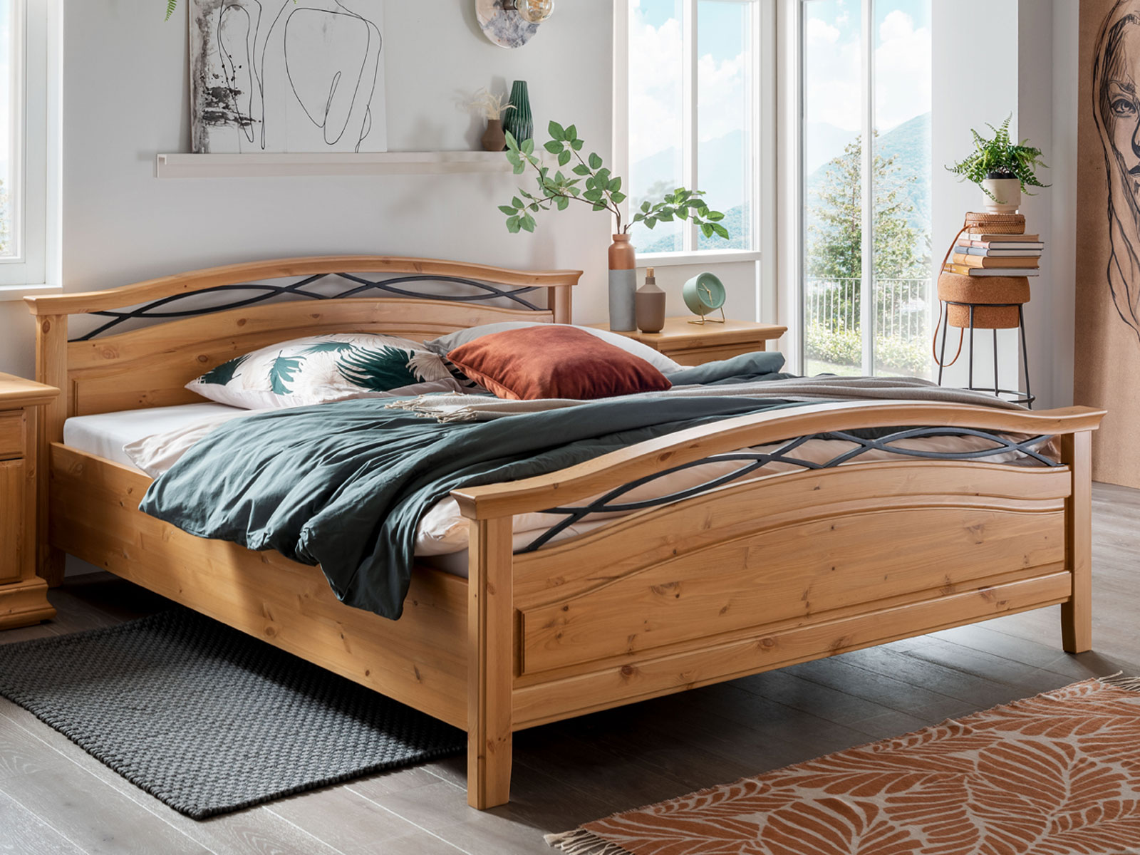 Bett 180 x 200 cm Catania Holz Pinie Nordica natur | Casamia Wohnen