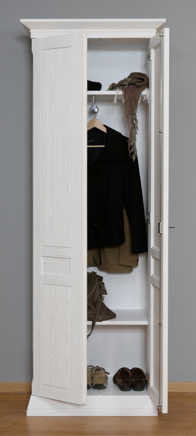 Garderobe-SET Vienna 4-teilig incl. Garderobenschrank, Kommode, Panel und  Spiegel aus Pinie massiv | Casamia Wohnen
