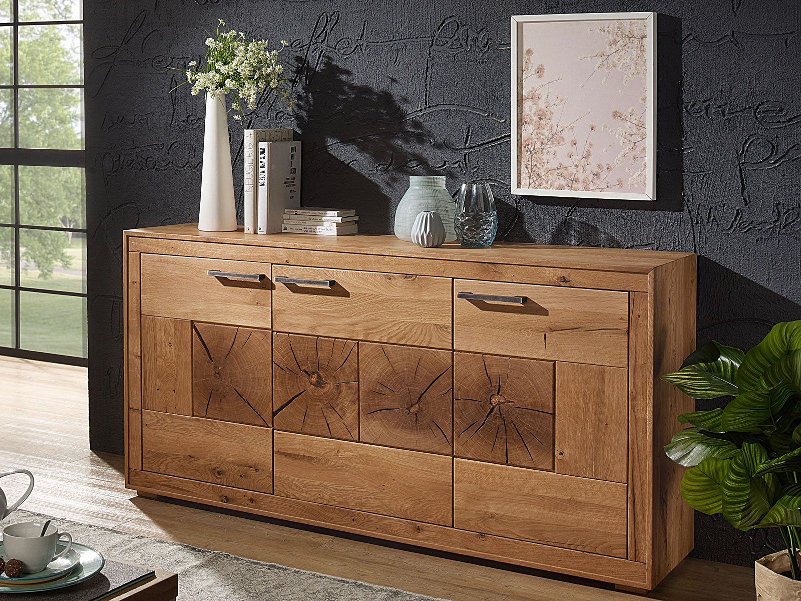 sideboard massivholz anrichte b 171 h 86 t 40 cm waldeiche kommode