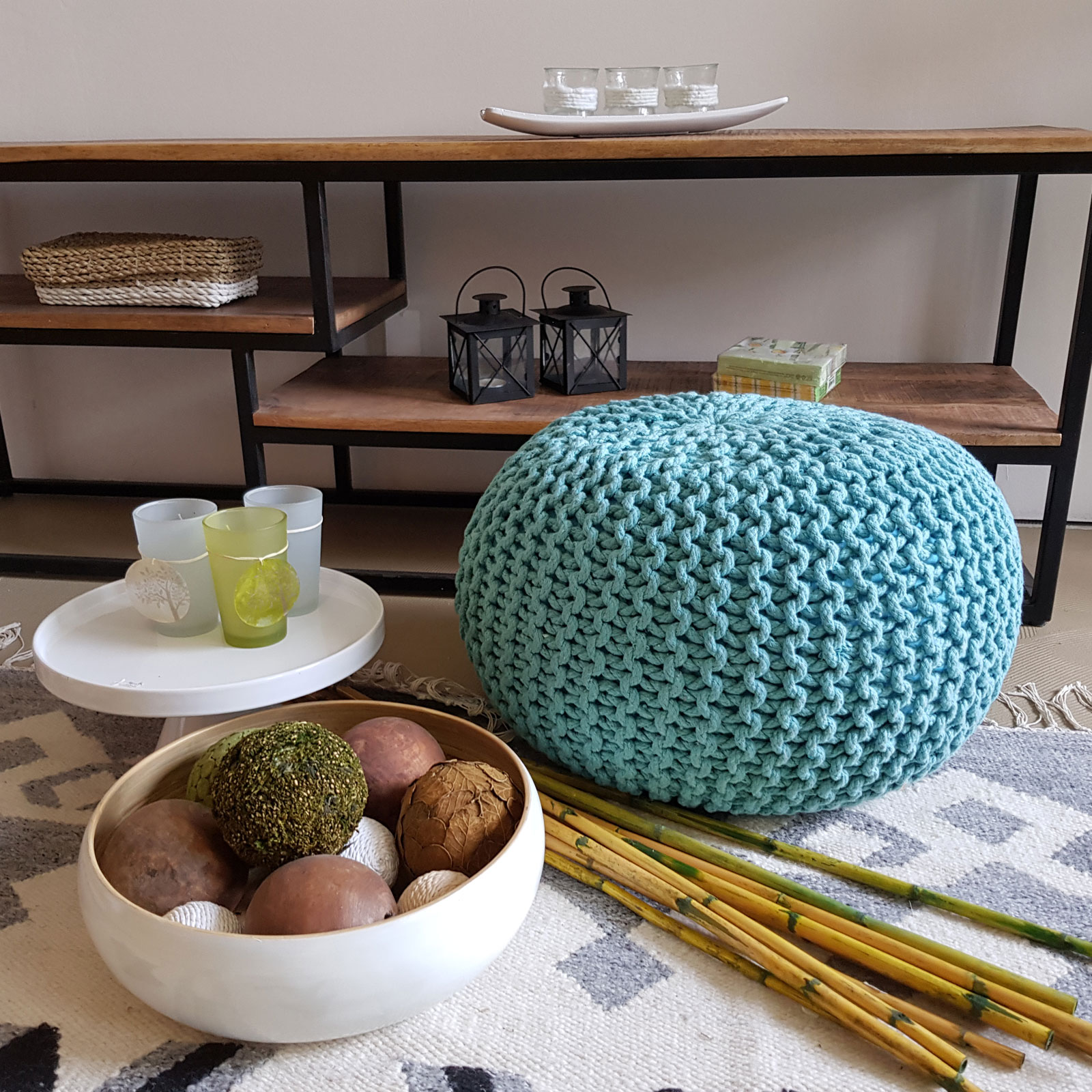 casamia Strickhocker Hocker Strick Pouf Sitzhocker Ø55cm extrahoch Höhe 37 cm